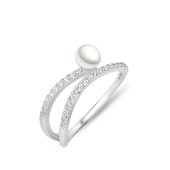 Inel argint cu perla naturala alba si pietre DiAmanti SK25239R_W-G